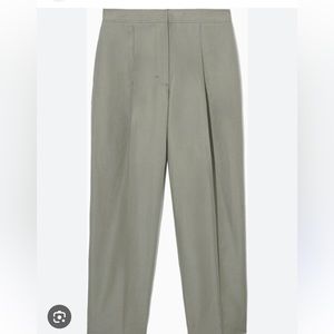 Tapered-Pleated Linen Blend Chinos | Size 4 | Stone